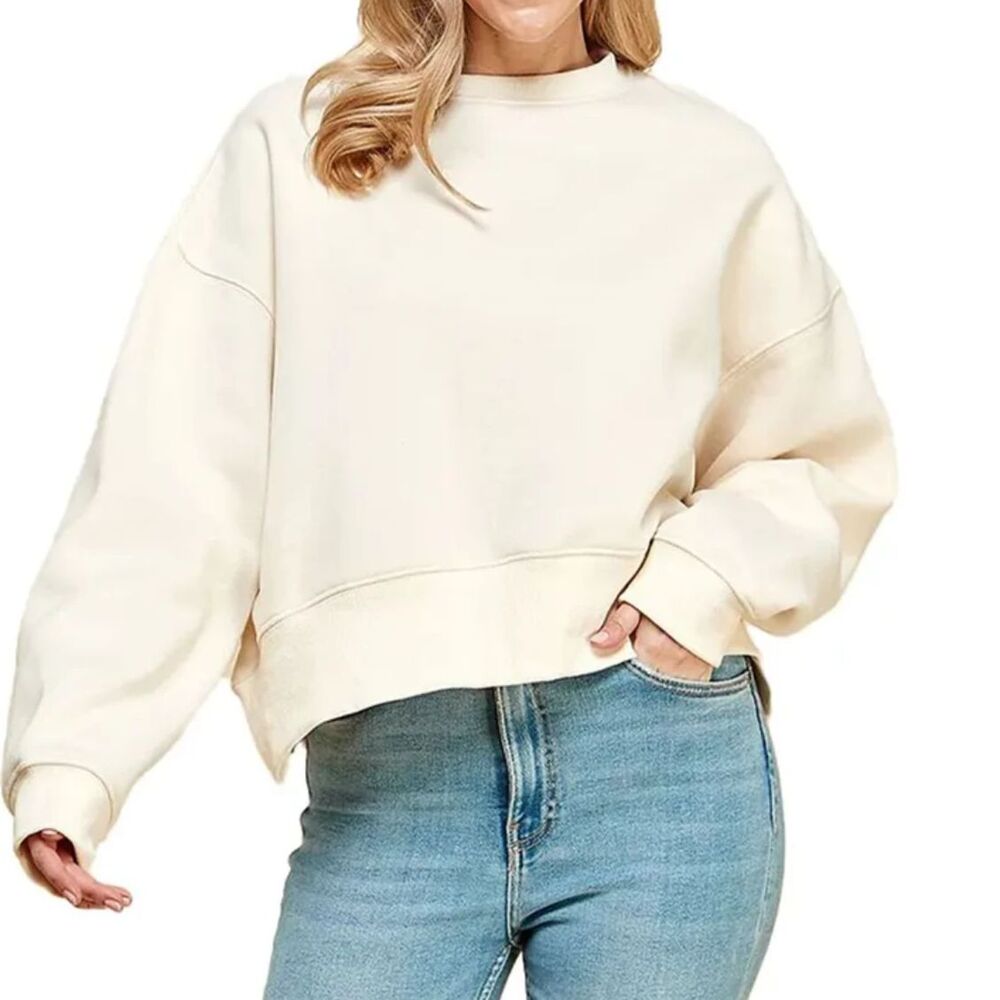 Universal Thread Cream Boxy Crewneck Sweater